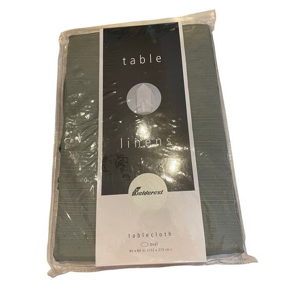Fieldcrest Table Linens Peridot 60" x 84" Oval  Tablecloth olive Green NIP - Picture 6 of 6